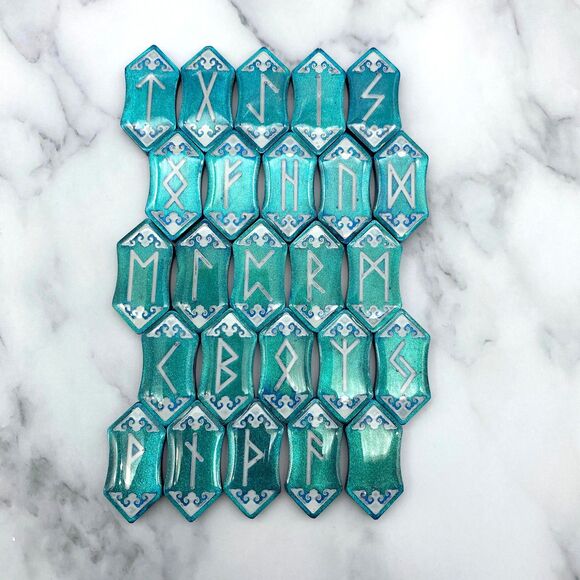Blue Teal Chrome Runestones - Picture 9 of 11